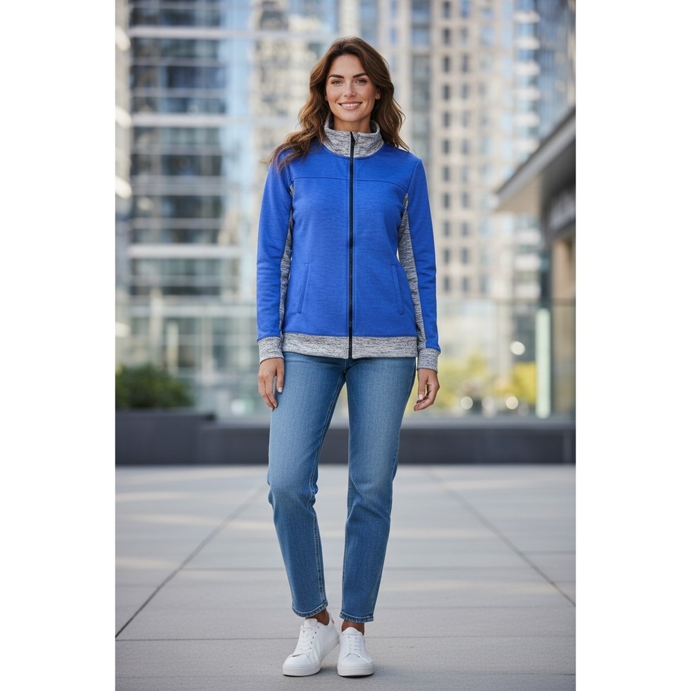 EUC Made For Life Womens Royal Blue Quick-Dri Full Zip‎ Mock Neck Jacket Large L